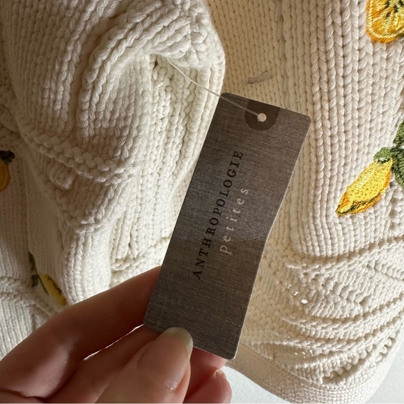NWT Maeve Anthropologie Fruit-Embroidered Lemon 
Cardigan Sweater SZ S Petite - Picture 7 of 8